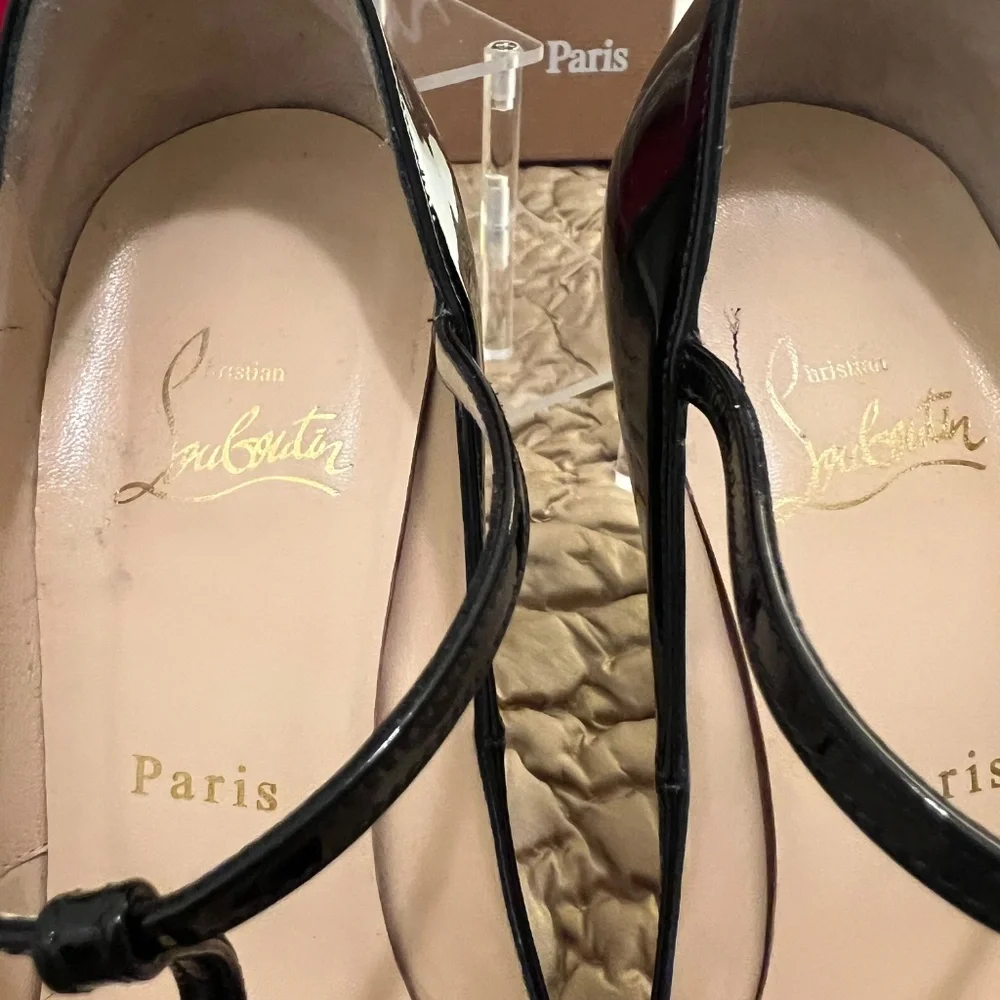 Christian Louboutin Patent Leather Peep Toe Pumps / Burlina 120 Size 37 - Picture 7 of 7